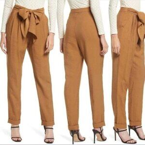 Lulus Tie Front Trouser Pants Brown Size Medium